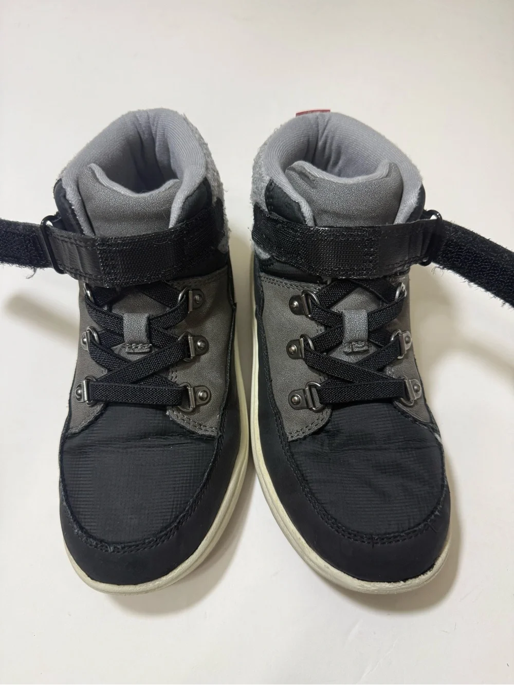 Cat & Jack Gray & Black High Top Sneakers with Hook & Loop - Boys Size 13